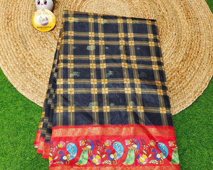 Trendy Check Pattern Sarees With Pathani Style Border - SSCHK6
