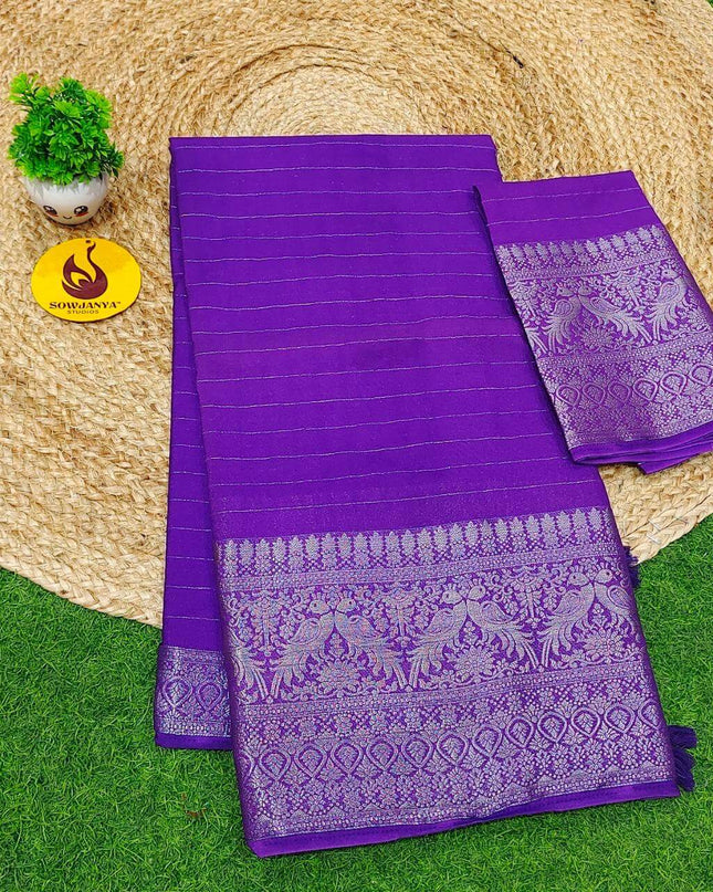 Premium Viscose Georgette Saree - BEST061(violet)