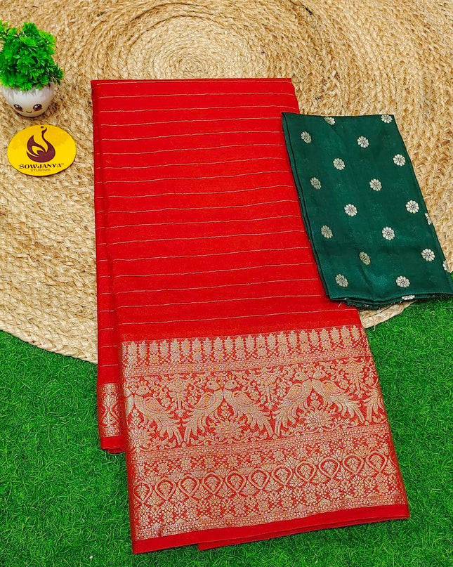 Premium Viscose Georgette Saree - BEST062(rust orange)