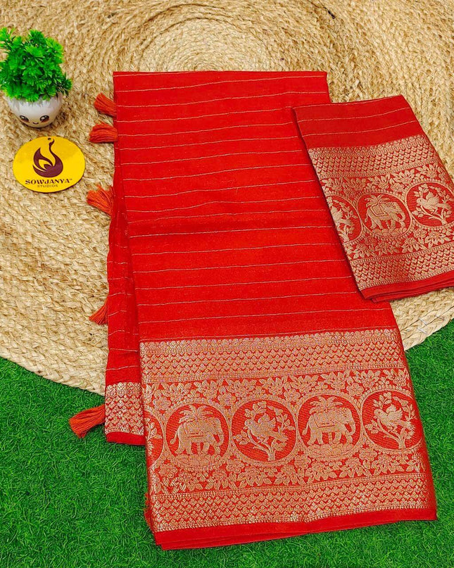 Premium Viscose Georgette Saree - BEST058(rust orange)
