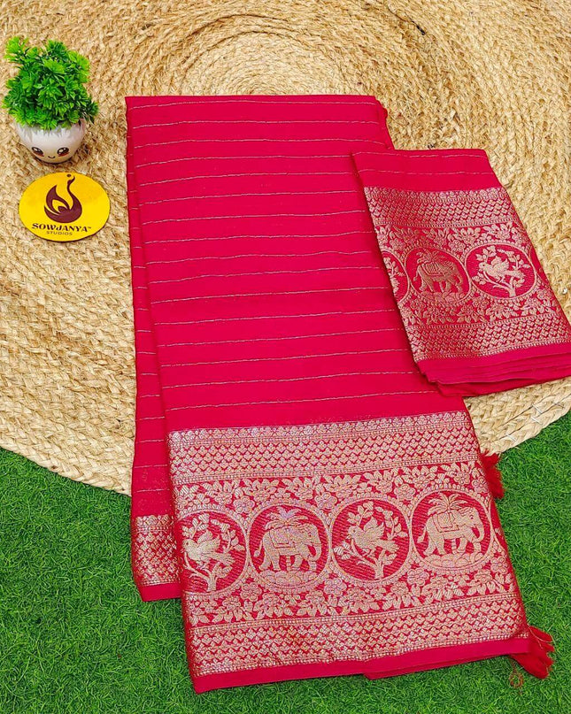 Premium Viscose Georgette Saree - BEST063(red)