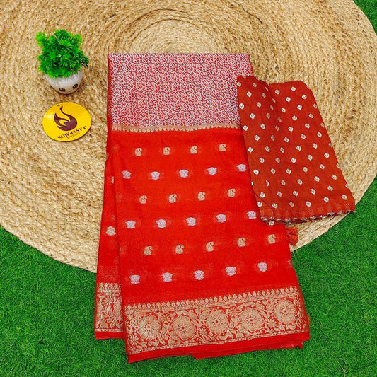 Premium Viscose Georgette Saree - BEST055 (Orange)