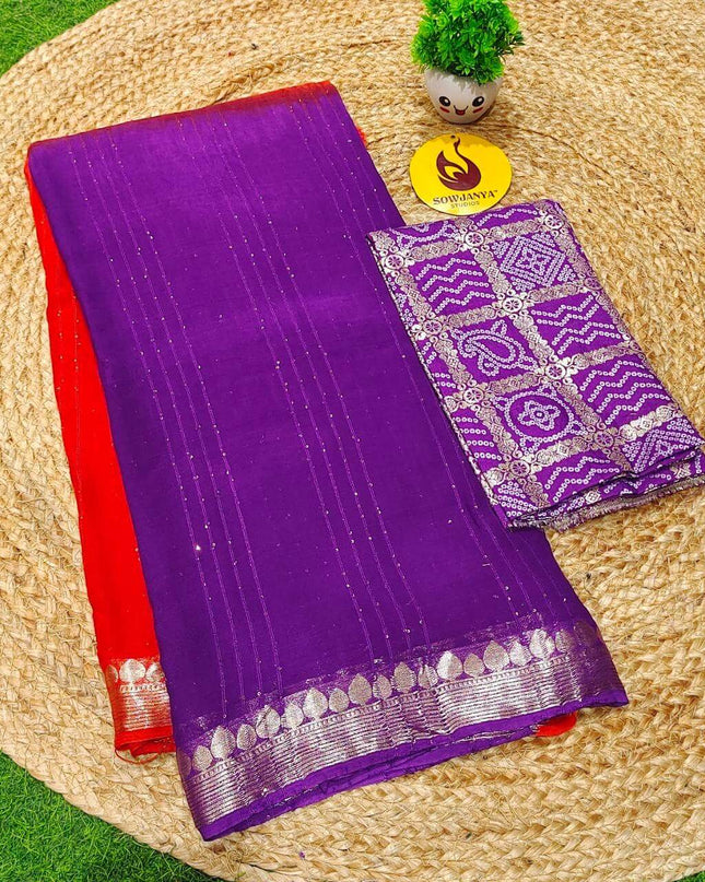 Premium Viscose Crape Sequence Lines Sarees - CLEAR04