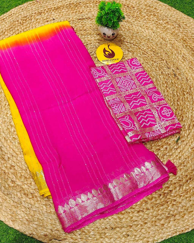 Premium Viscose Crape Sequence Lines Sarees - CLEAR05