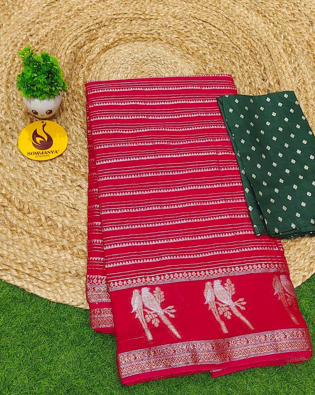 Premium Viscose Georgette Saree - SSRED2