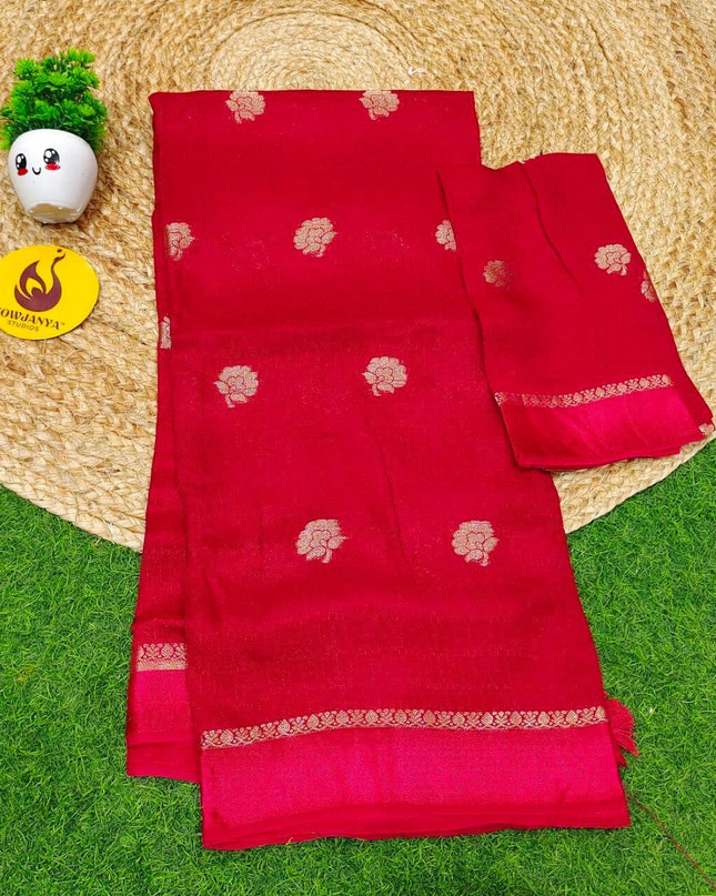 Premium JUTE Sarees - SSJUTE20(red)