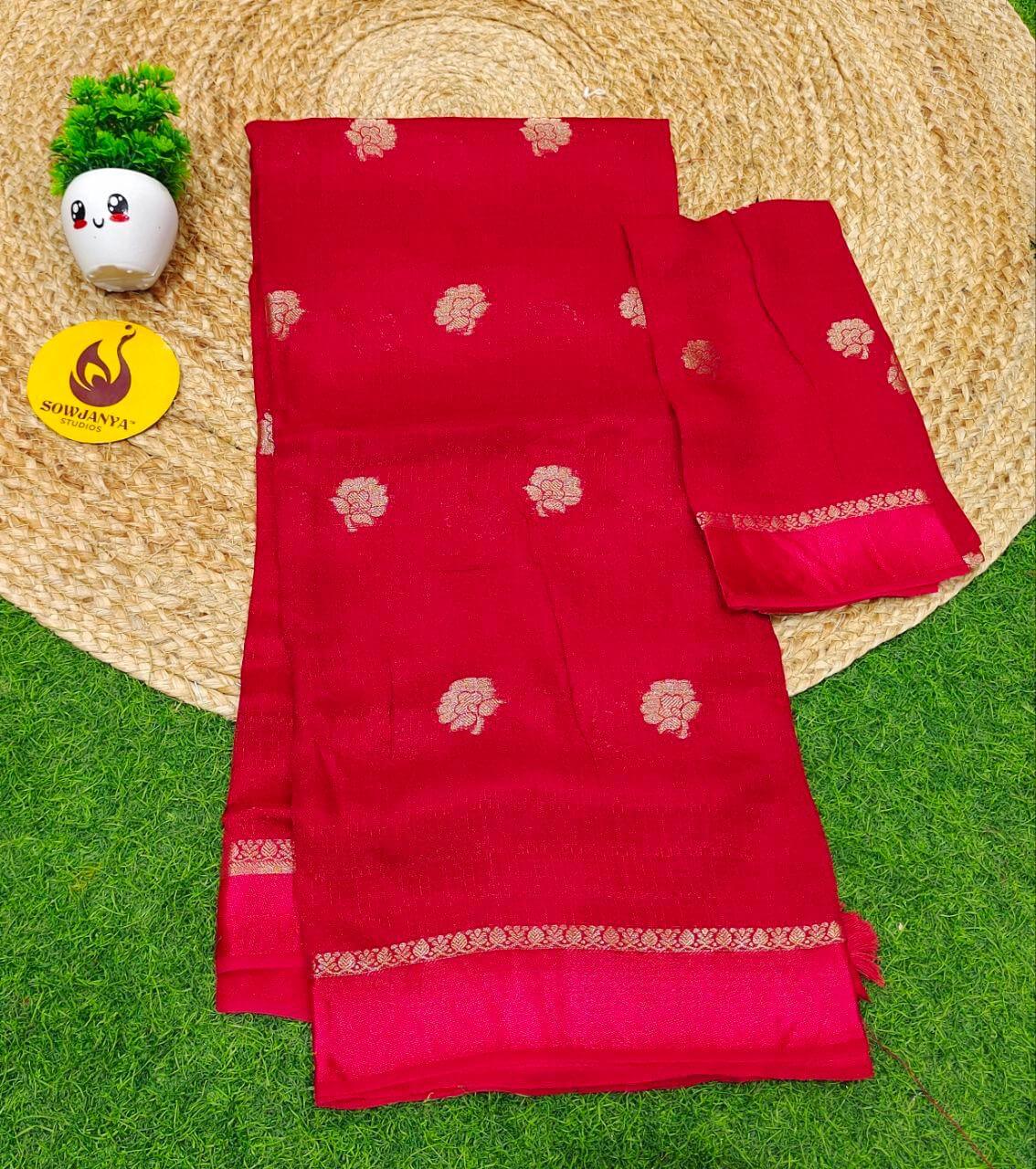 Premium JUTE Sarees - SSJUTE20(red)