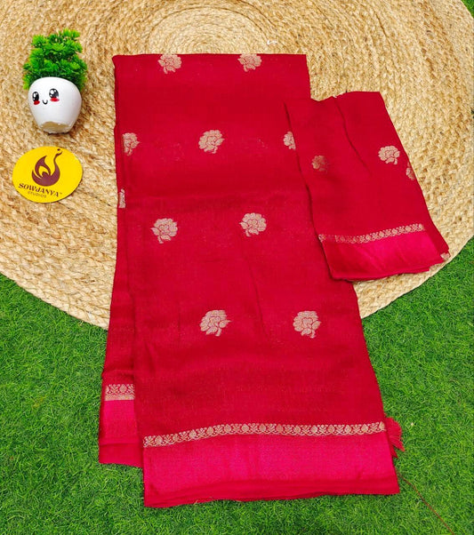 Premium JUTE Sarees - SSJUTE20(red)