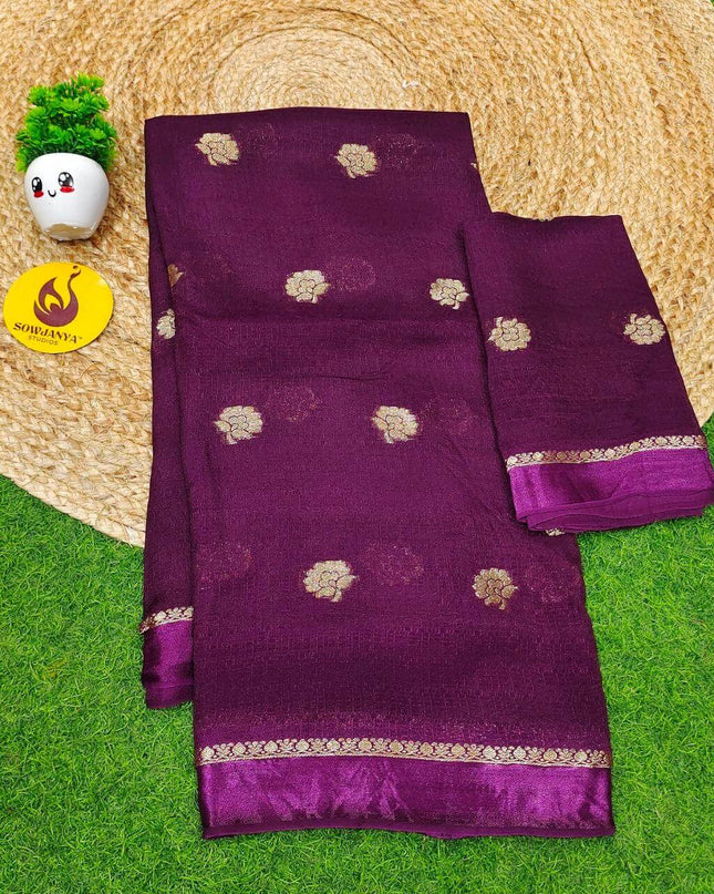 Premium JUTE Sarees - SSJUTE28(grape colour)