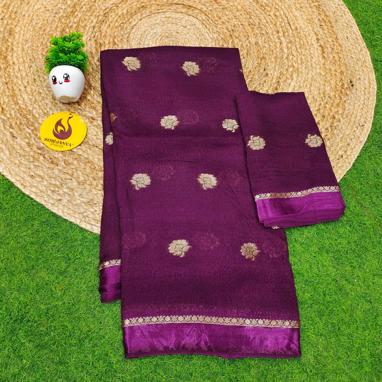 Premium JUTE Sarees - SSJUTE28(grape colour)