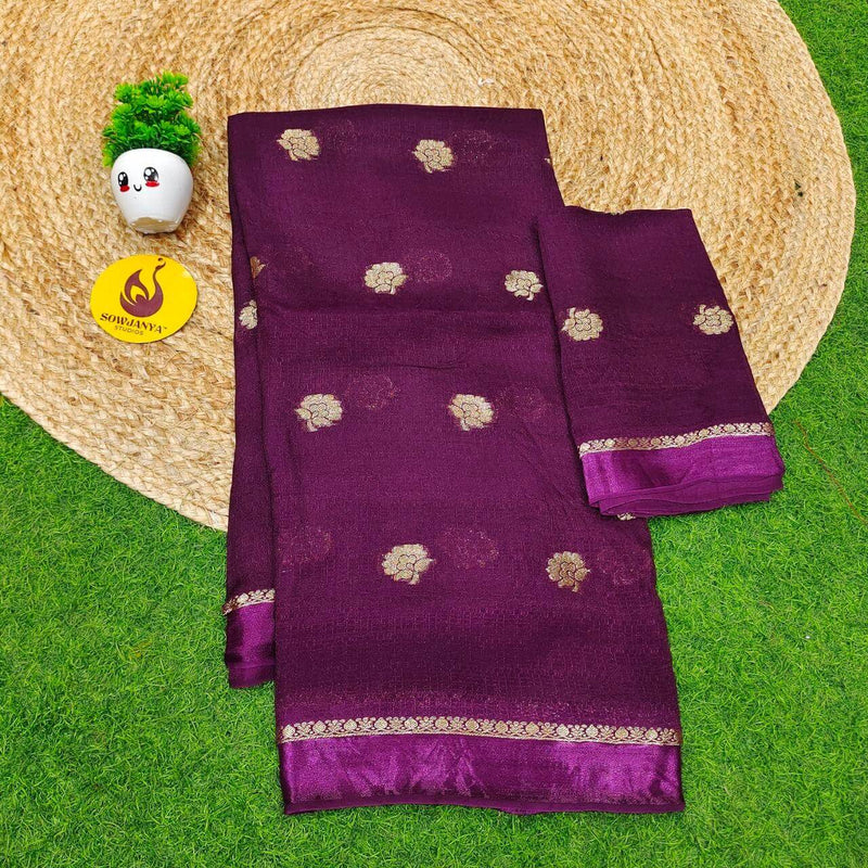 Premium JUTE Sarees - SSJUTE28(grape colour)
