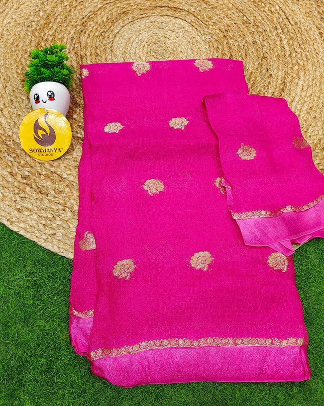 Premium JUTE Sarees - SSJUTE24(pink)