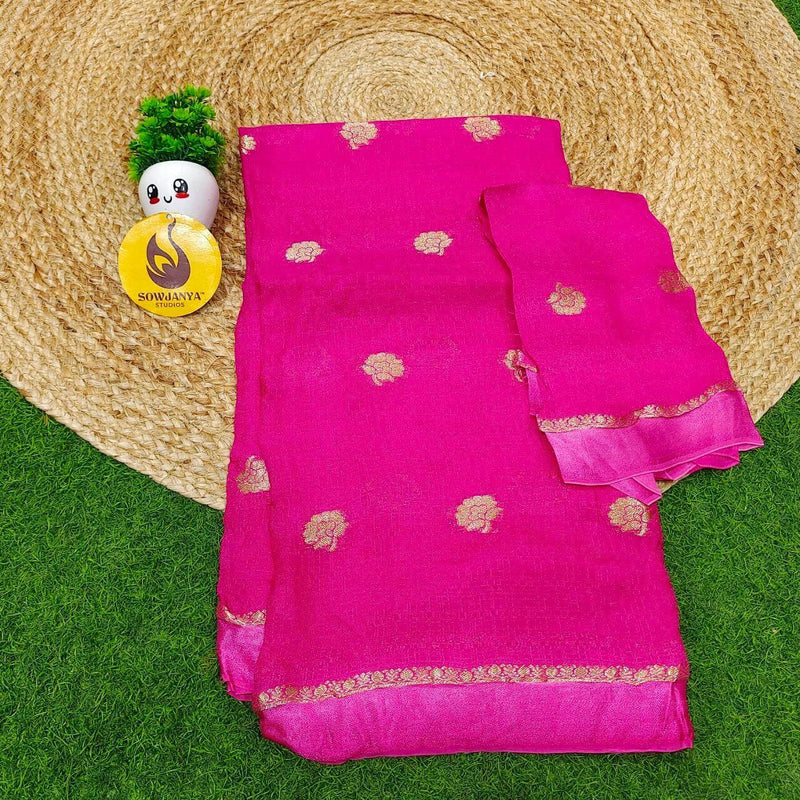 Premium JUTE Sarees - SSJUTE24(pink)