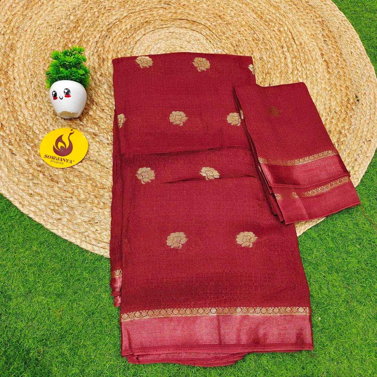 Premium JUTE Sarees - SSJUTE30(brown shade)