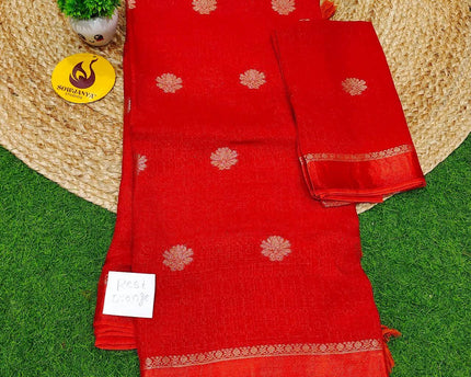 Premium JUTE Sarees - SSJUTE27(rust orange)