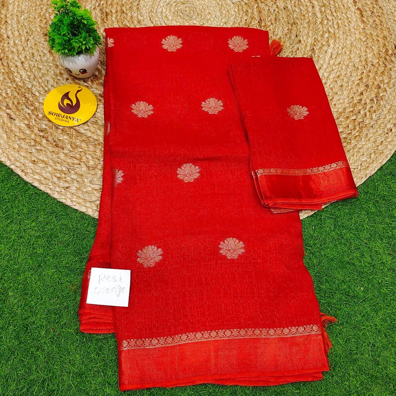 Premium JUTE Sarees - SSJUTE27(rust orange)