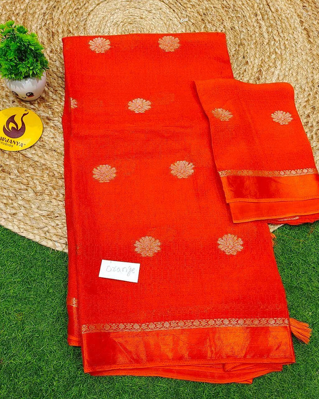 Premium JUTE Sarees - SSJUTE23(orange)