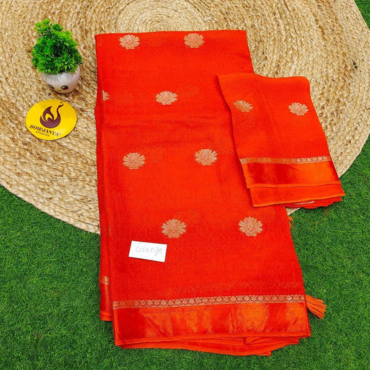 Premium JUTE Sarees - SSJUTE23(orange)
