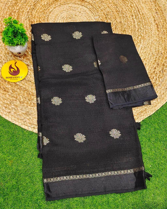 Premium JUTE Sarees - SSJUTE32(black)