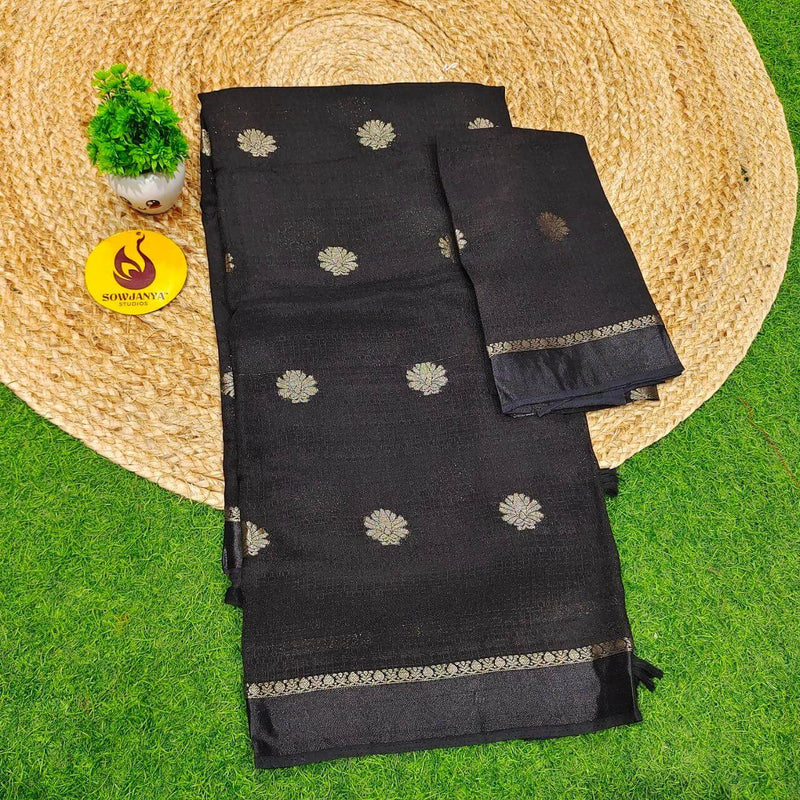 Premium JUTE Sarees - SSJUTE32(black)