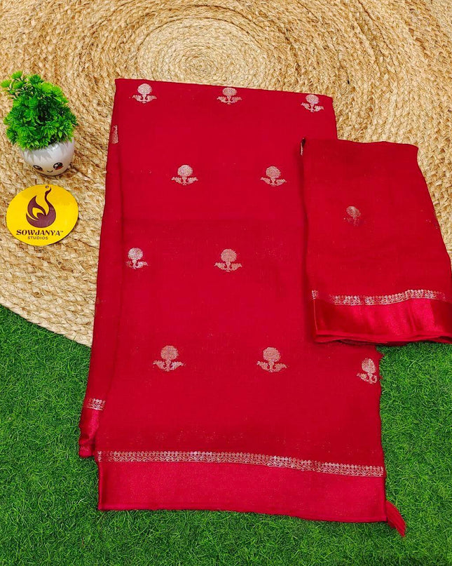 Premium JUTE Sarees - SSJUTE11(red)