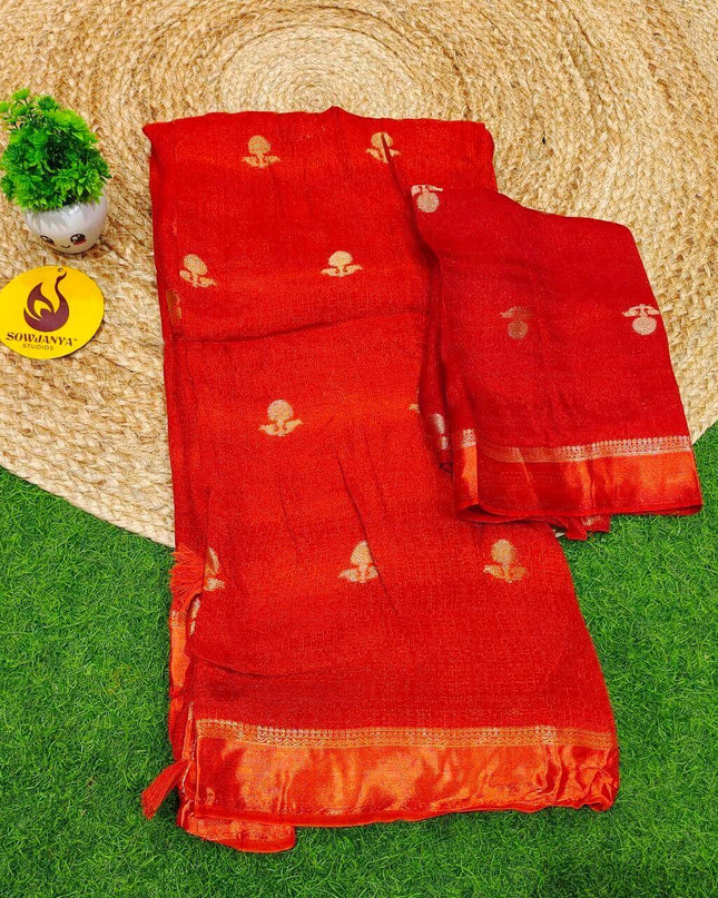 Premium JUTE Sarees - SSJUTE14(rust orange)