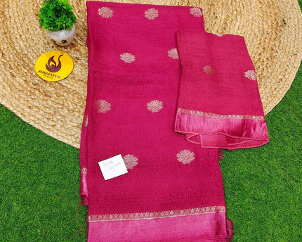Premium JUTE Sarees - SSJUTE31(dark pink)
