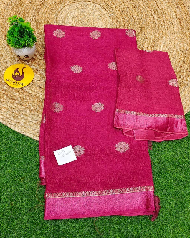 Premium JUTE Sarees - SSJUTE31(dark pink)