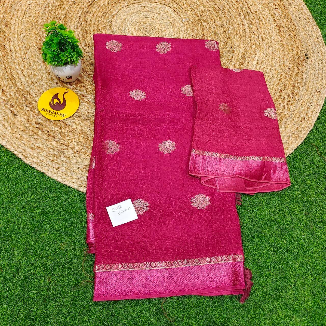 Premium JUTE Sarees - SSJUTE31(dark pink)
