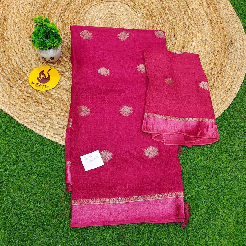 Premium JUTE Sarees - SSJUTE31(dark pink)