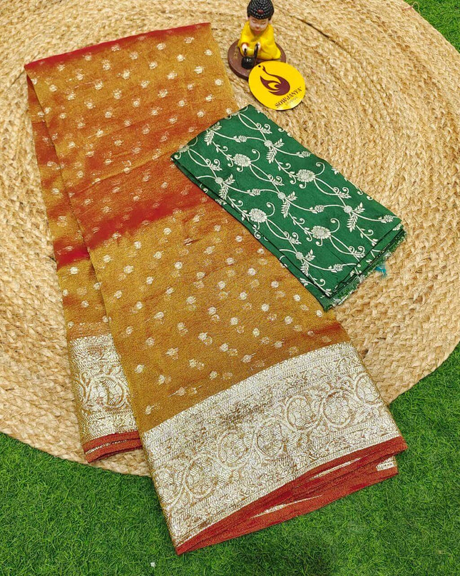 Designer TISSUE Weaving Butti  Sarees - SSTWB8(red shade)