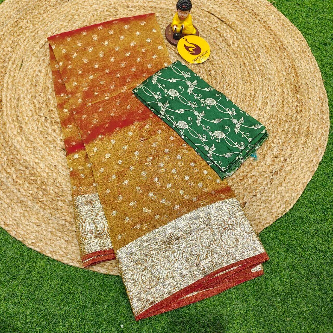 Designer TISSUE Weaving Butti  Sarees - SSTWB8(red shade)