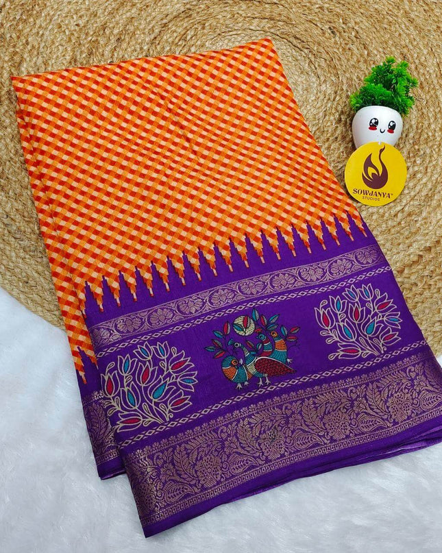 Vintage Style Fancy Sarees With Rangoli And Kalamkari Designs  - SSGKR4