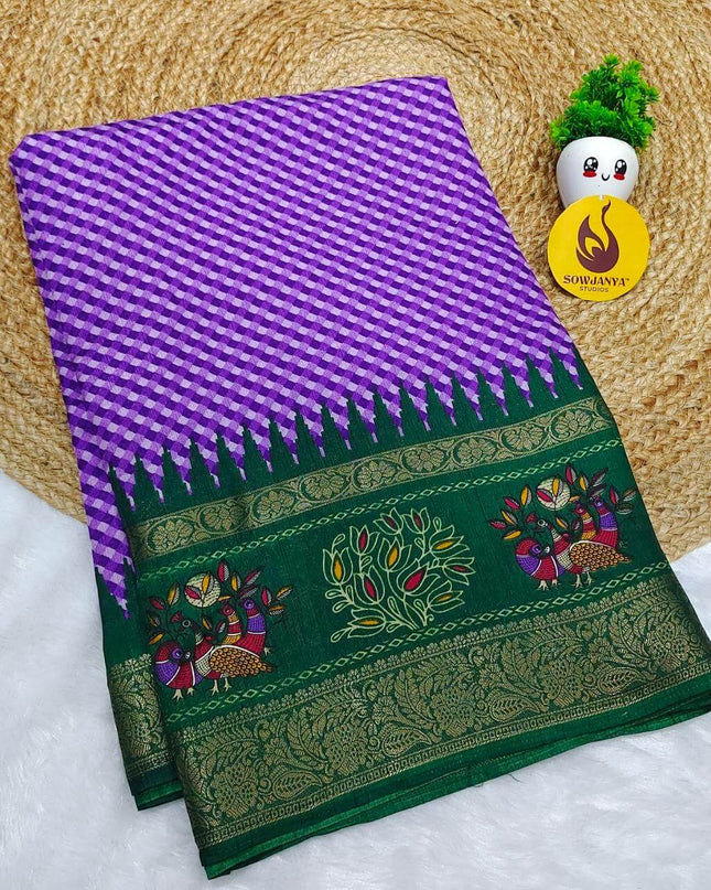 Vintage Style Fancy Sarees With Rangoli And Kalamkari Designs  - SSGKR3