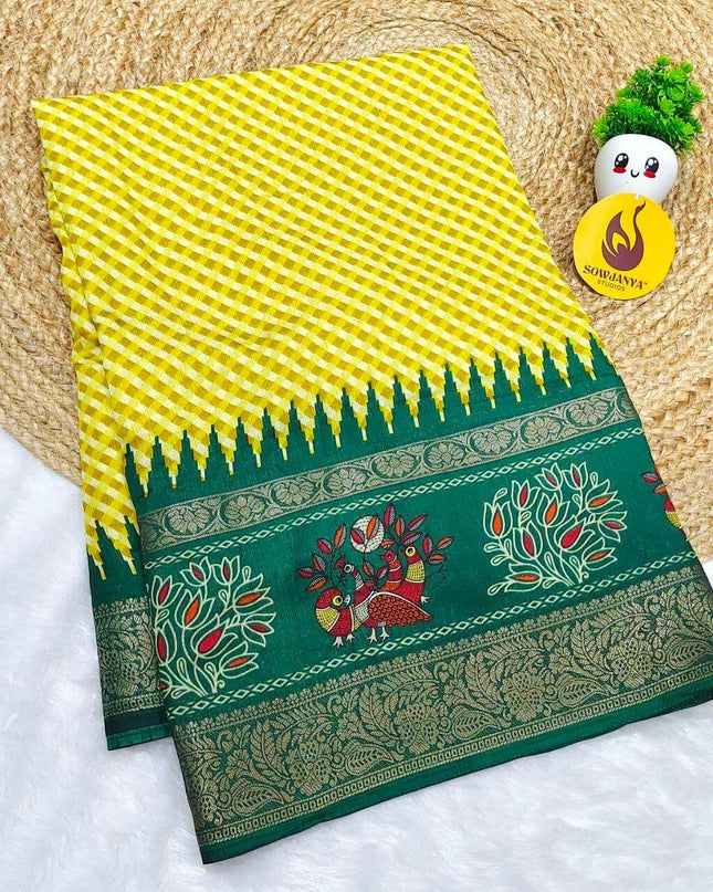 Vintage Style Fancy Sarees With Rangoli And Kalamkari Designs  - SSGKR5