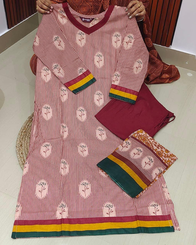 Pure Cotton Fully Stiched 3 Piece Dresses - DRAST6