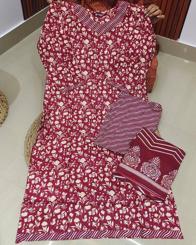 Pure Cotton Fully Stiched 3 Piece Dresses - DRAST7