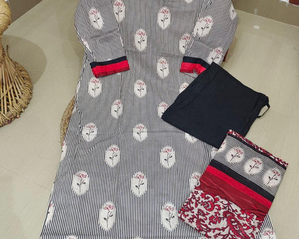Pure Cotton Fully Stiched 3 Piece Dresses - DRAST10
