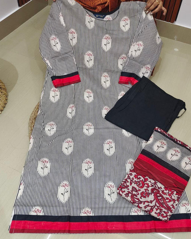 Pure Cotton Fully Stiched 3 Piece Dresses - DRAST10