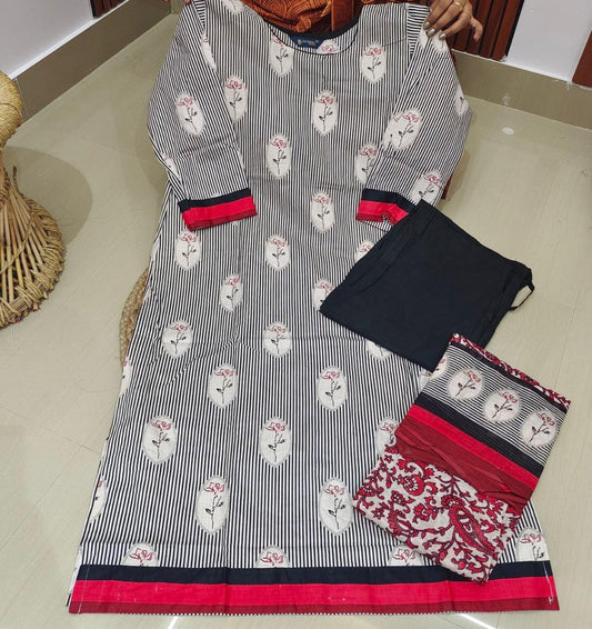 Pure Cotton Fully Stiched 3 Piece Dresses - DRAST10