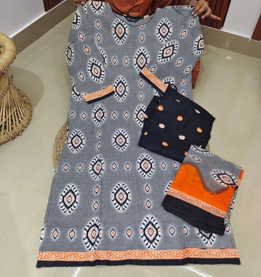 Pure Cotton Fully Stiched 3 Piece Dresses - DRAST12