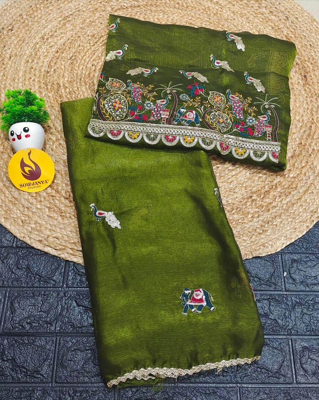Premium Space Silk Saree With Emboridery Work Border - SSHAT5