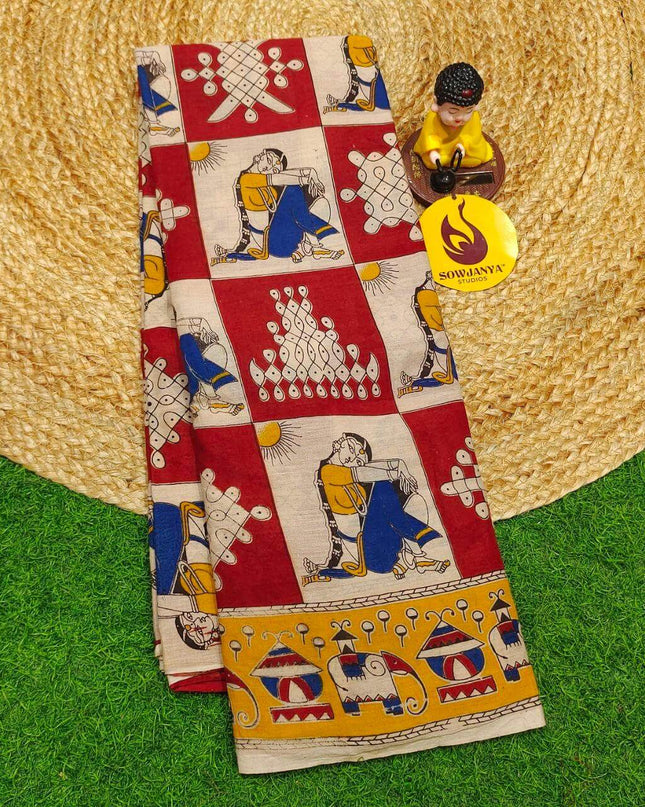 ORIGINAL PEDANA KALAMKARI Cotton Sarees - BOMMA5
