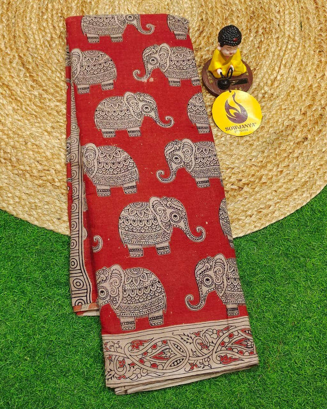 ORIGINAL PEDANA KALAMKARI Cotton Sarees - BOMMA2