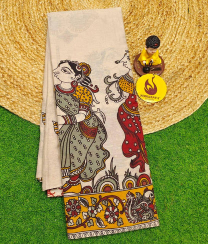 ORIGINAL PEDANA KALAMKARI Cotton Sarees - BOMMA1
