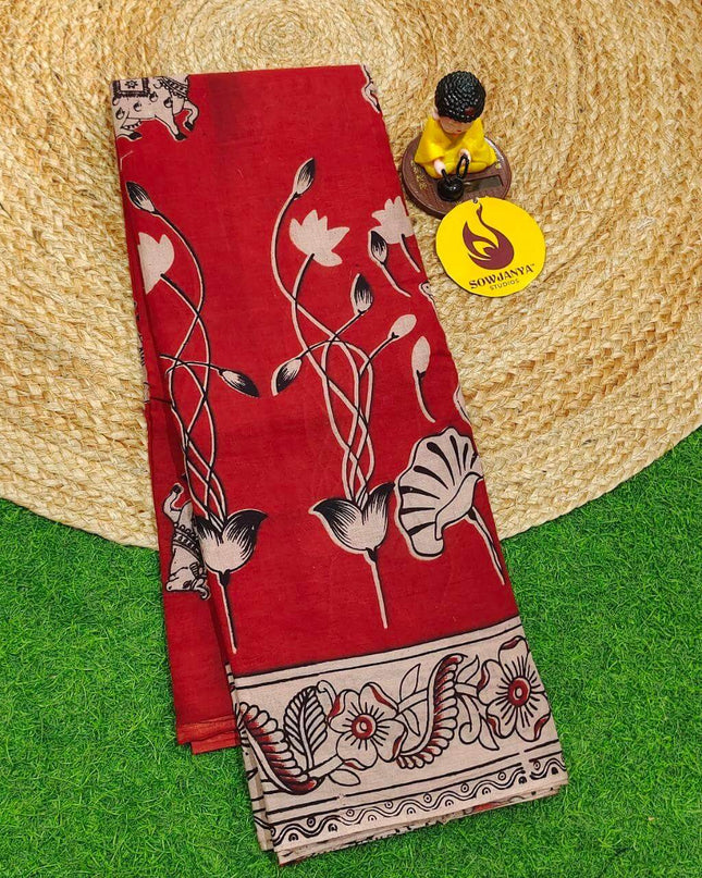 ORIGINAL PEDANA KALAMKARI Cotton Sarees - BOMMA12