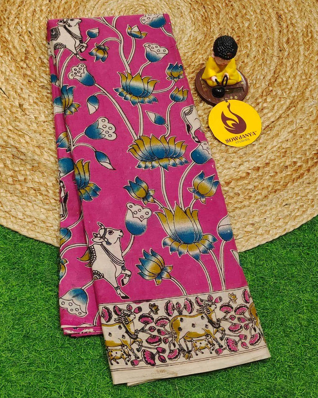 ORIGINAL PEDANA KALAMKARI Cotton Sarees - BOMMA13