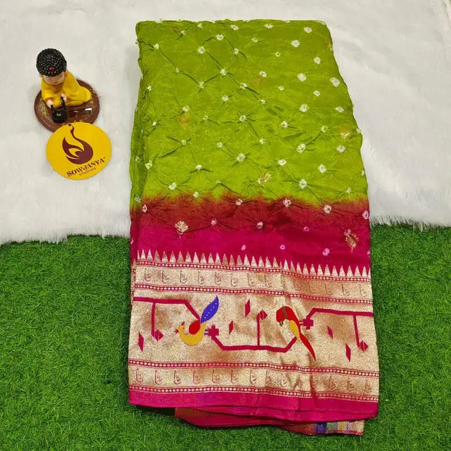 Original Paithani Border Hand Knot Bandini Sarees - MUNNI5