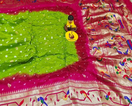 Original Paithani Border Hand Knot Bandini Sarees - MUNNI5