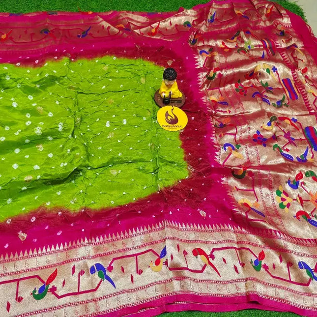 Original Paithani Border Hand Knot Bandini Sarees - MUNNI5